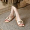 Summer Square Toe Leather Slippers – Image 4