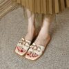 Summer Square Toe Leather Slippers – Image 3