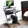 Compact Modern Z-Shaped Computer Desk with Monitor Shelf for Small Spaces – Image 3